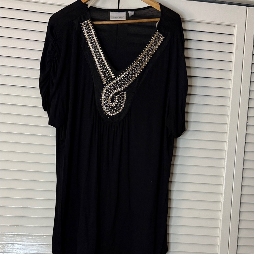 Avenue Black Top with Silver Embellishments